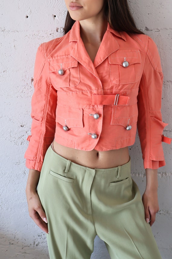 Vintage Jean Paul Gaultier Peach Cropped Multi Po… - image 3