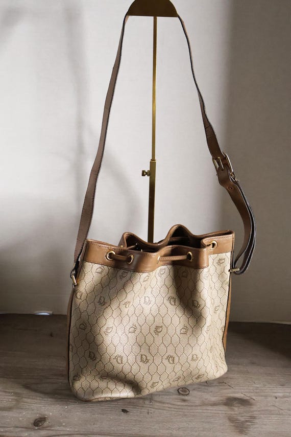 Christian Dior 1980s Honeycomb Monogram Leather and Canvas