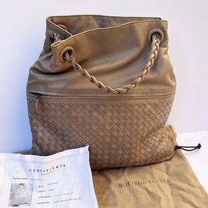 Bottega Veneta Nude Intrecciato Leather Convertible Shoulder Tote Bag with Braided Strap Woven Minimal Beige 90s image 8