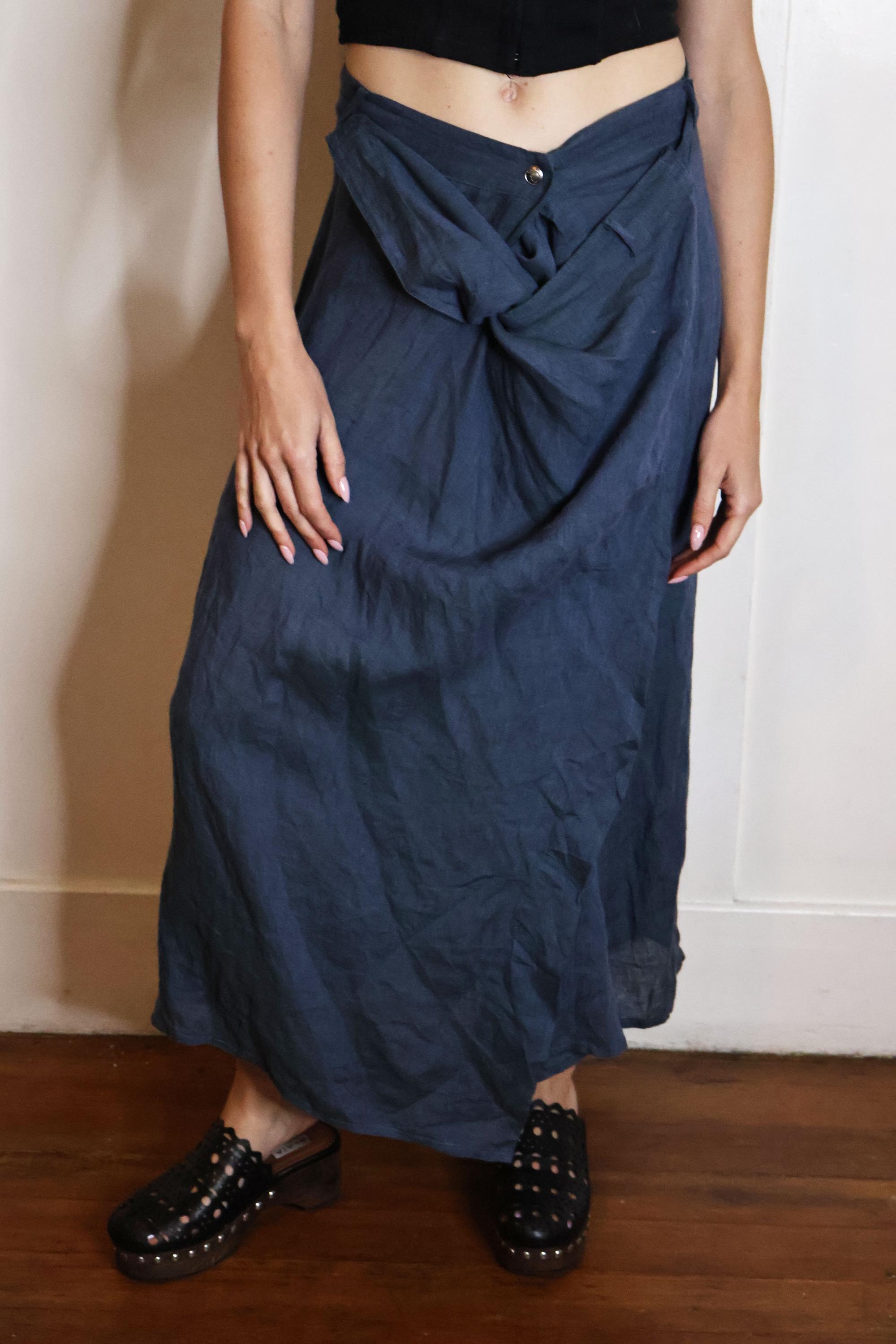 Vintage Christian Dior by Galliano Y2K Era Slate Blue Linen Avant