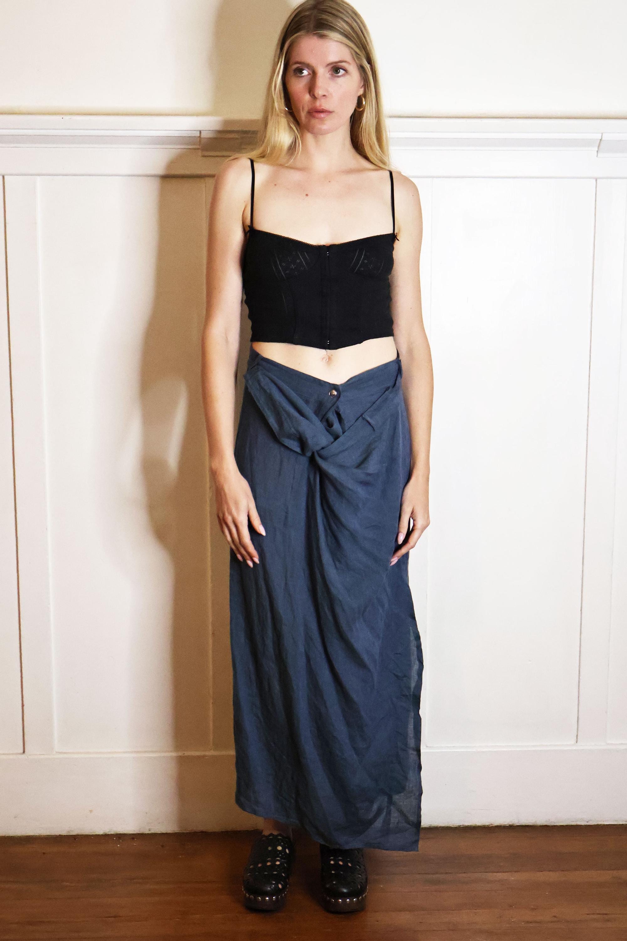 Vintage Christian Dior by Galliano Y2K Era Slate Blue Linen Avant
