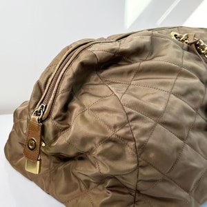 PRADA Army Quilted Catena Jumbo Carryall Bag with Gold Chain Strap Gold Hardware 1980s 1990s Tessuto Vela Tote image 6