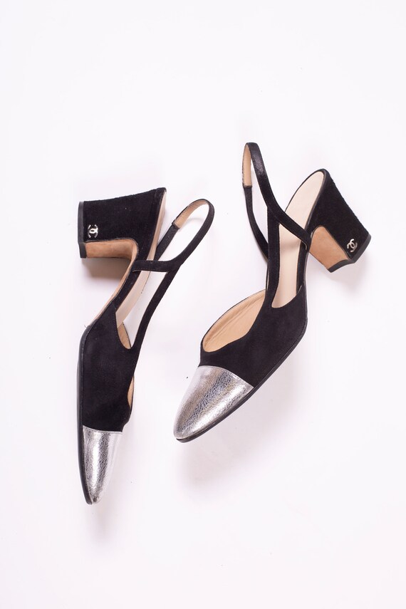 two tone slingback pumps