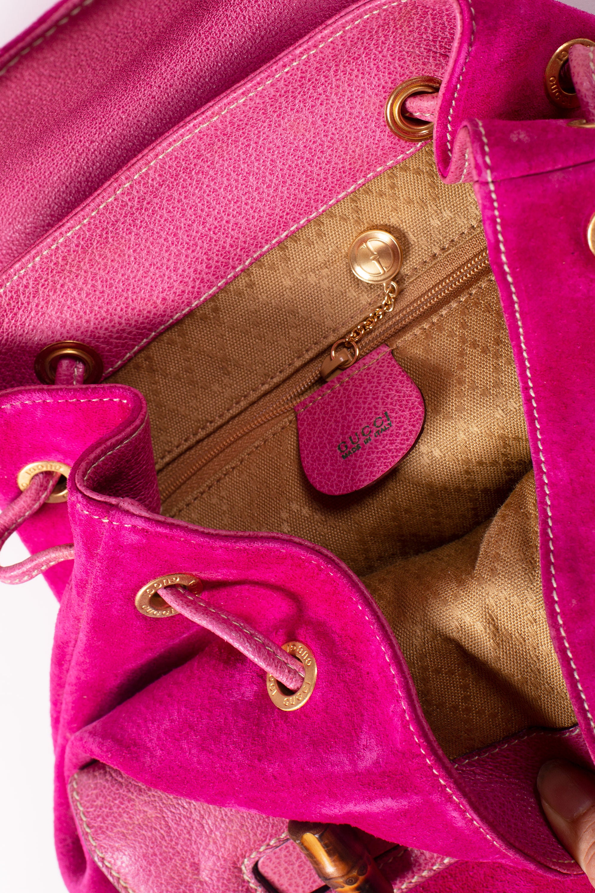 Beautiful HTF Pink Suede & Leather GUCCI Backpack w/Bamboo handle and Closures Authentic Gucci Pink Suede Leather & Bamboo Mini Backpack - Etsy main image 4