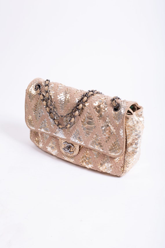 Vintage CHANEL Gold Metallic Snakeskin Leather and Crochet -  Israel