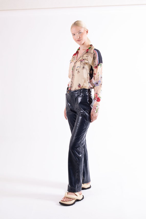Leather look stretch clearance jeans