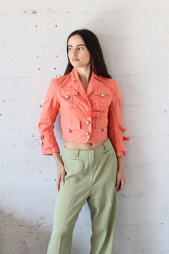 Vintage Jean Paul Gaultier Peach Cropped Multi Po… - image 4