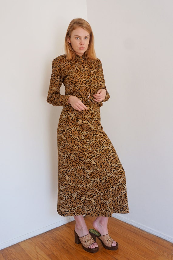 Vintage 1990s Leopard Print 2 Piece Skirt Set Butt
