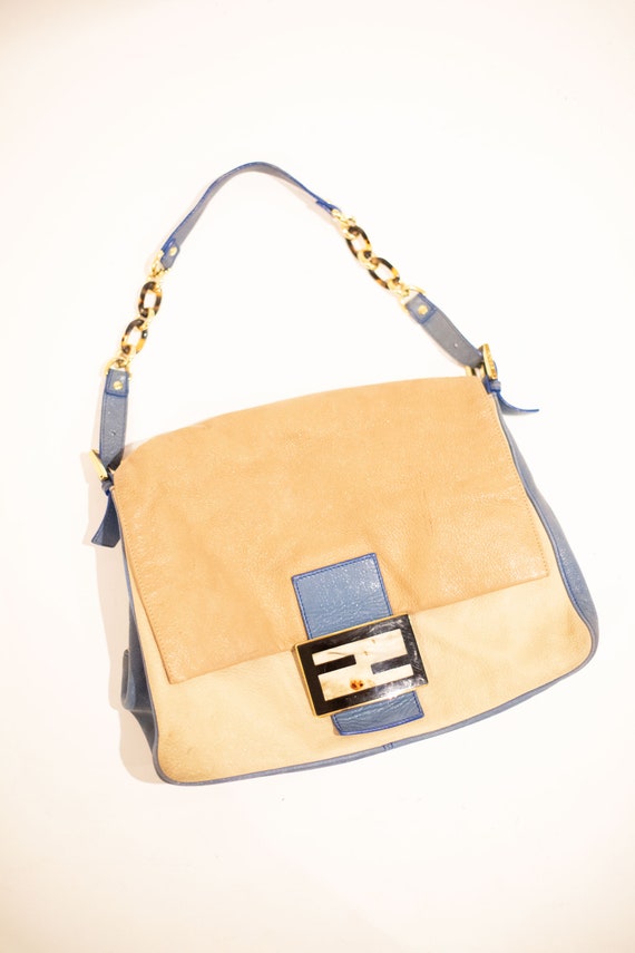 Vintage FENDI Cobalt + Nude Leather Mama Forever … - image 4