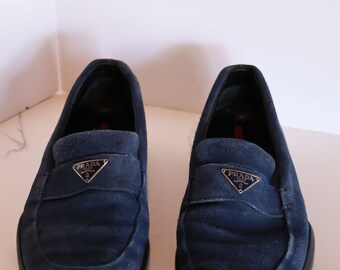 Mocassini Prada Mens Shoes Blue Saffiano Cuir Leather Driver