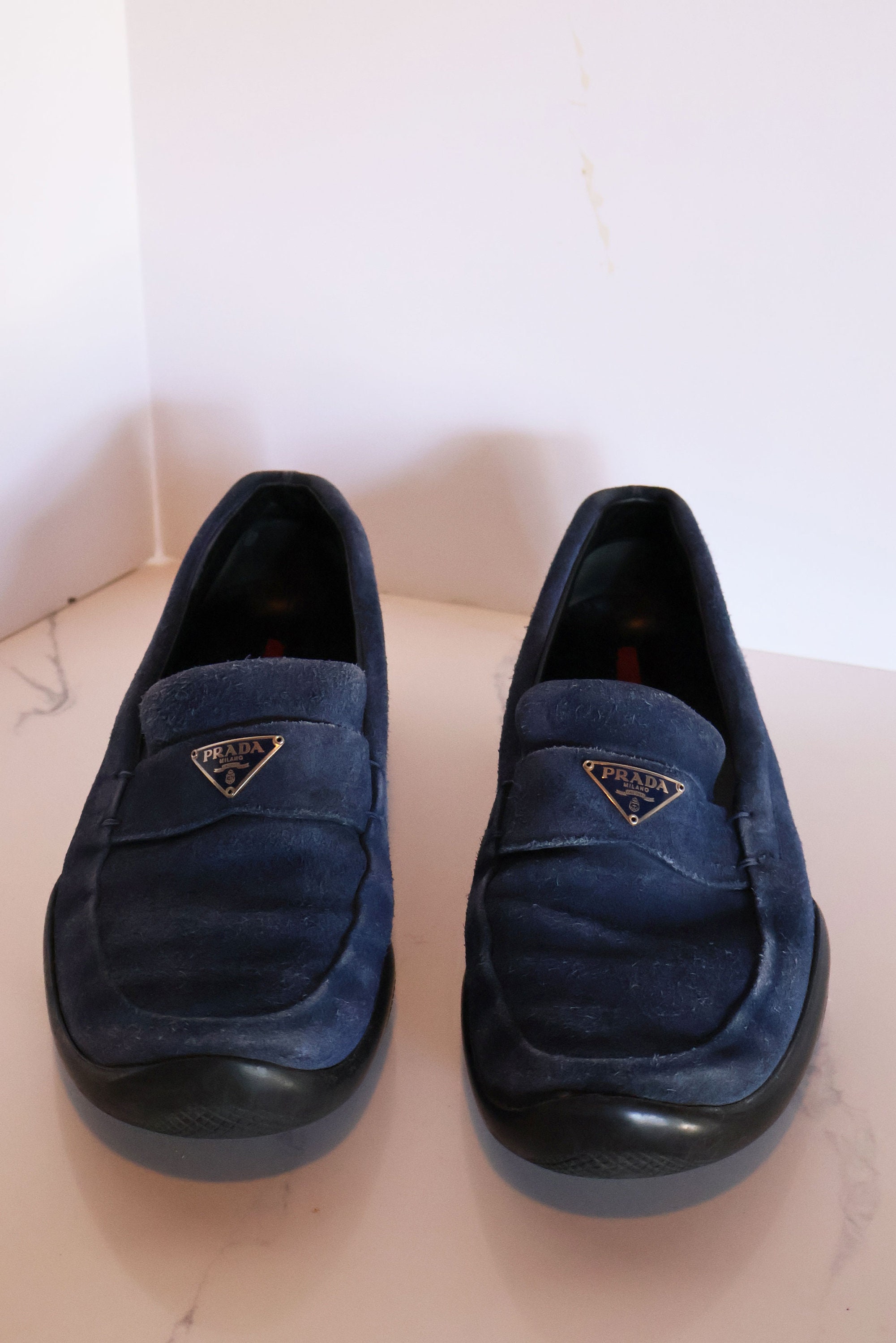 gm様Prada 00s Low Flat Car Shoes Black Leather driving shoes
