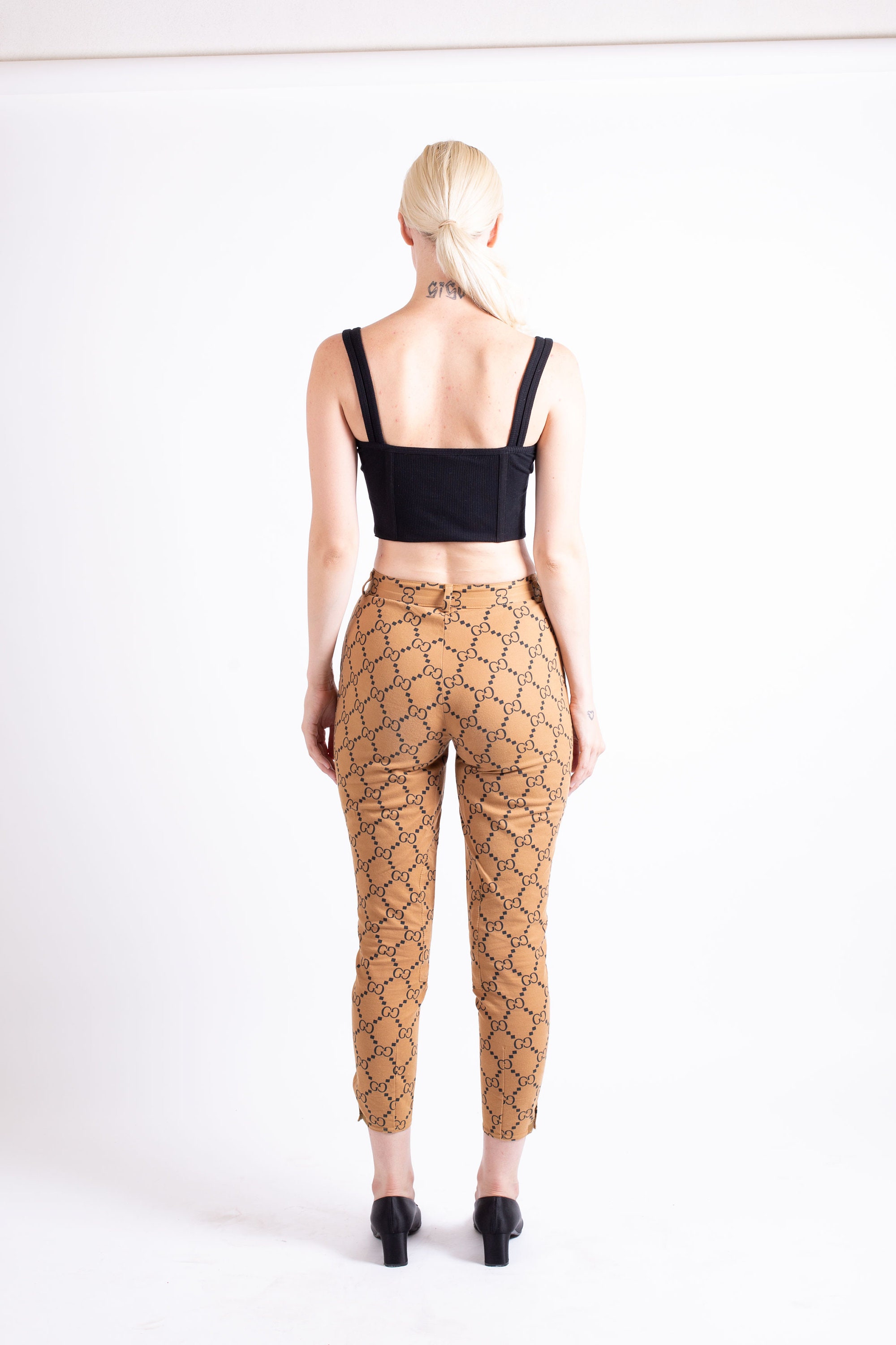 Vintage GUCCI Rare Y2K High Waist Monogram Web Pants GG