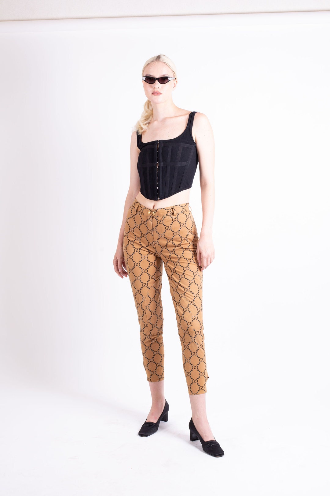パンツ 90s-00s GUCCI Stripe Slacks Archive Gucci1970sBlackCutVelvetMonogr