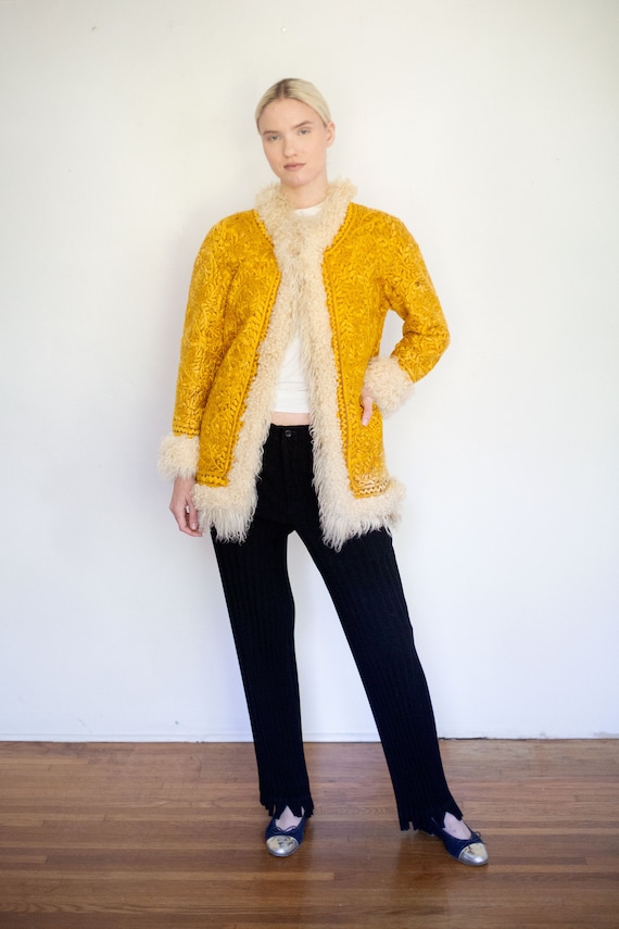 Vintage 1960s Gold Embroidered Afghan Coat: Mongo… - image 4