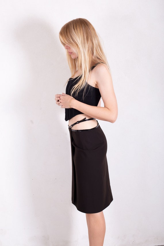 GUCCI by Tom Ford 1998 Wool Wrap Skirt With Built in Silver GUCCI by Tom Ford 1998 Wool Wrap Skirt With Built in Silver