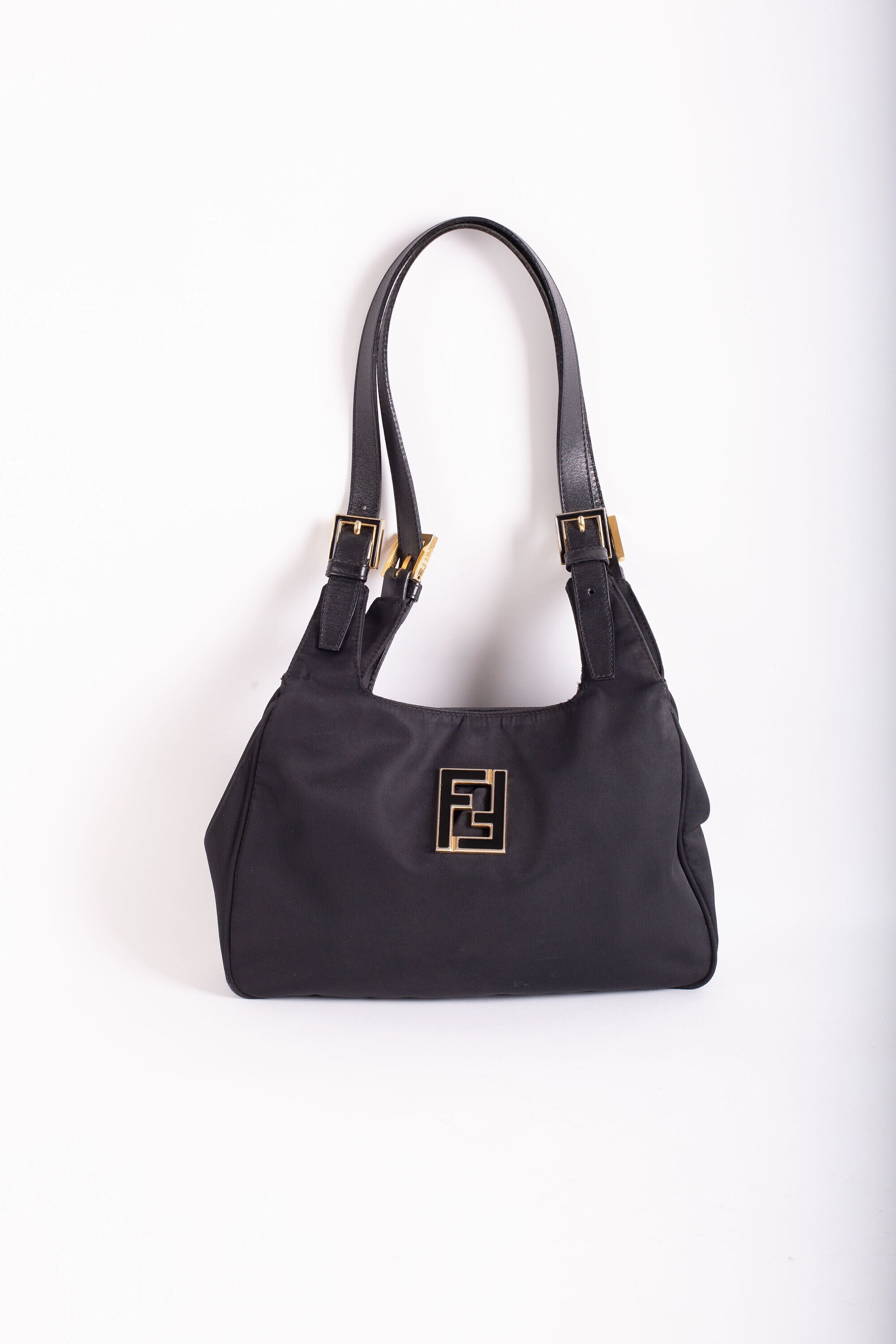 Rare Vintage Fendi 1990s Black Nylon Leather Tote Bag With -  India