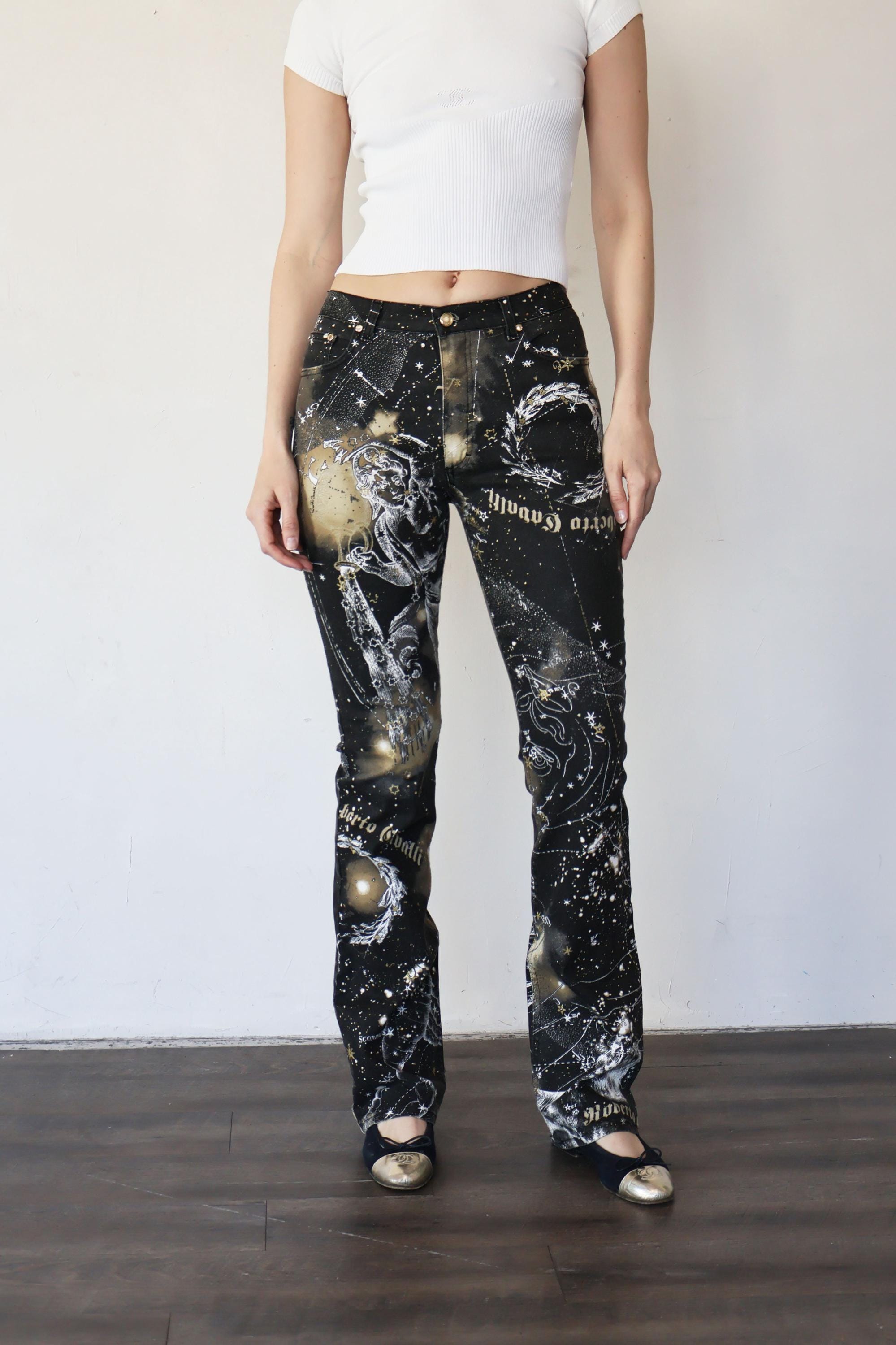 Vintage Roberto Cavalli Archival F/W 2003 Zodiac Jeans Sz 25