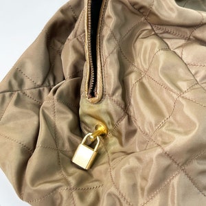 PRADA Army Quilted Catena Jumbo Carryall Bag with Gold Chain Strap Gold Hardware 1980s 1990s Tessuto Vela Tote image 7