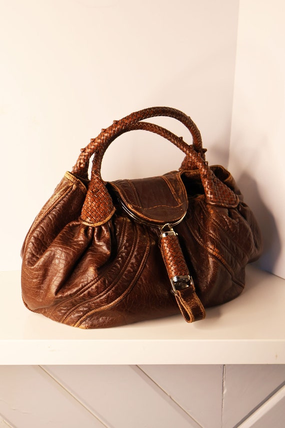 Vintage FENDI Leather Spy Bag in Distressed Brown Leather With Silver Hardware Hobo Jumbo XL Y2K 2000s Nappa Etsy