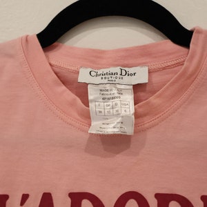 Christian Dior by John Galliano 'J'adore Dior' Pale Pink Hot Pink Muscle Tee Y2K 2000s FR 38 S M Vintage World Champion 1947 image 6
