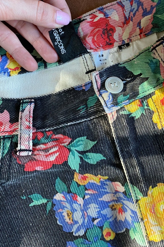 Vintage Comme Des Garçons Y2K Floral Black Denim … - image 7