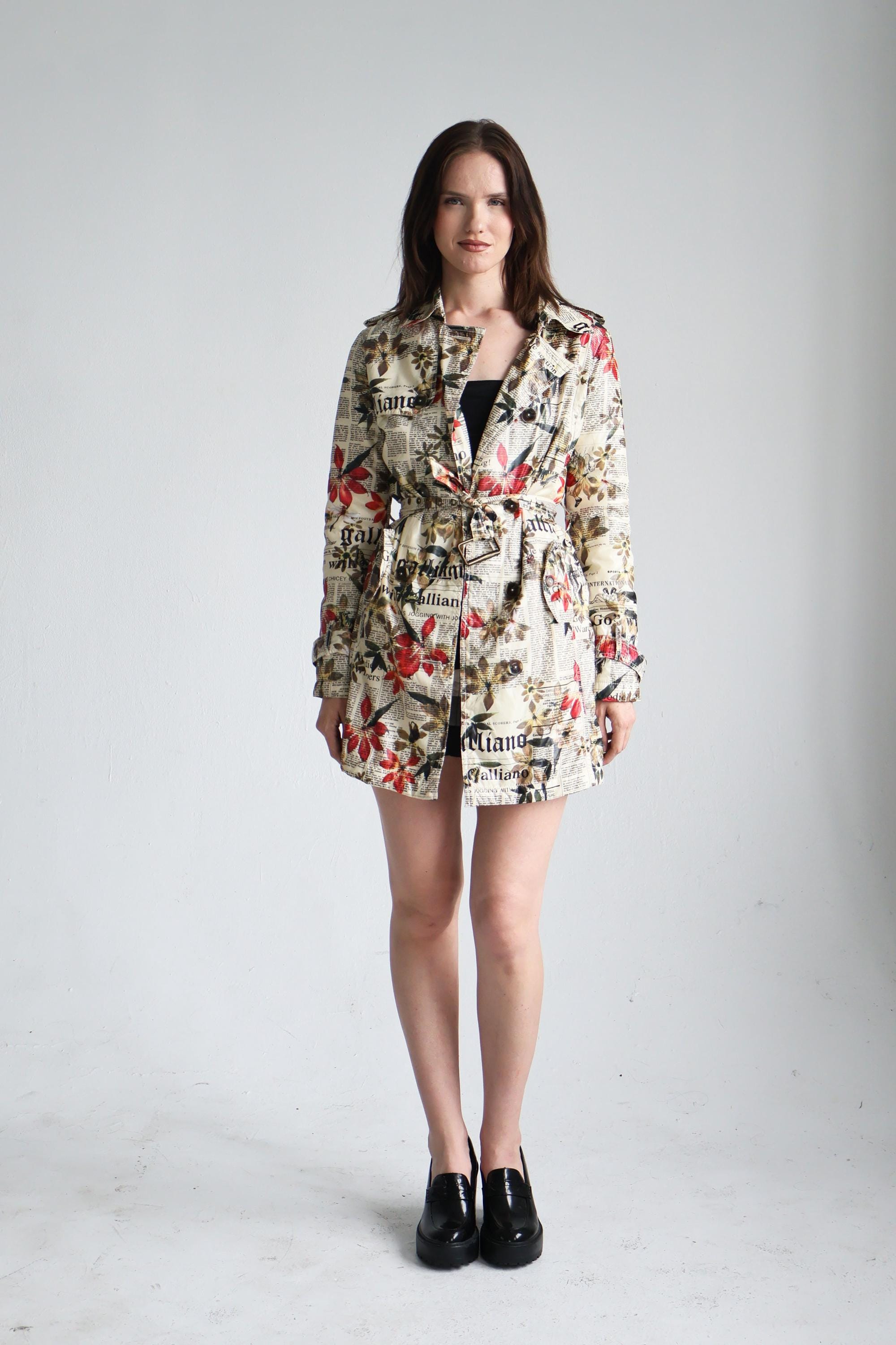 冬ギフト  John Coat Trench Print Floral and Gazette 2000s Galliano ジャケット・アウター