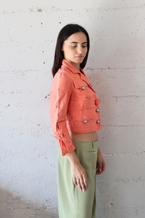 Vintage Jean Paul Gaultier Peach Cropped Multi Po… - image 5
