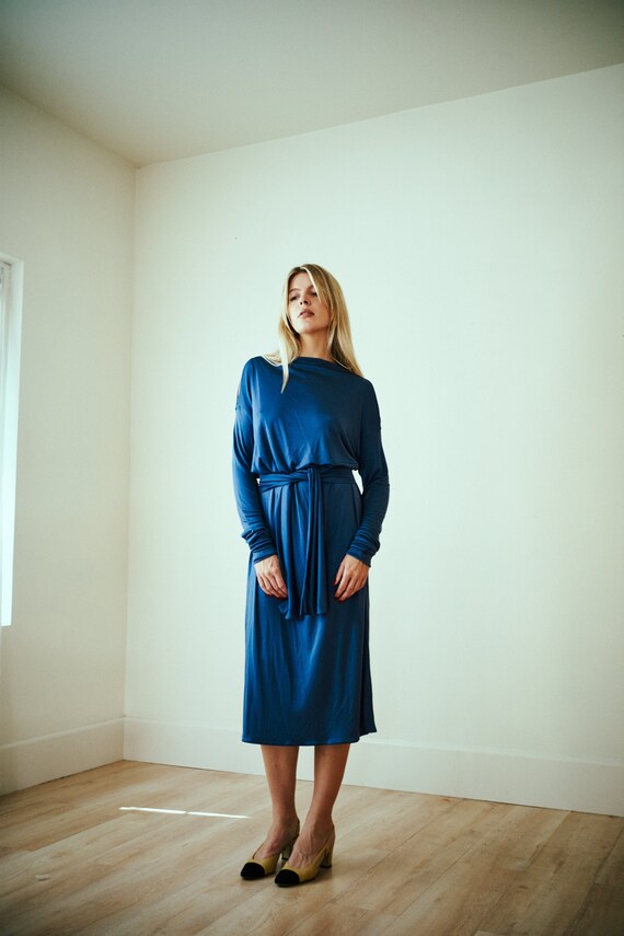Yves Saint Laurent Rive Gauche 90s Silk Jersey Cold Shoulder Dress