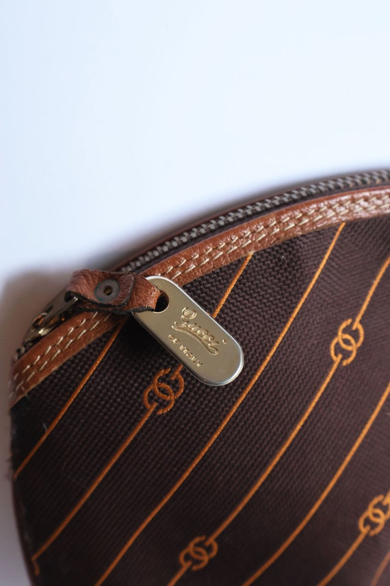 Vintage GUCCI 1970s Brown Monogram GG Pouch with … - image 2