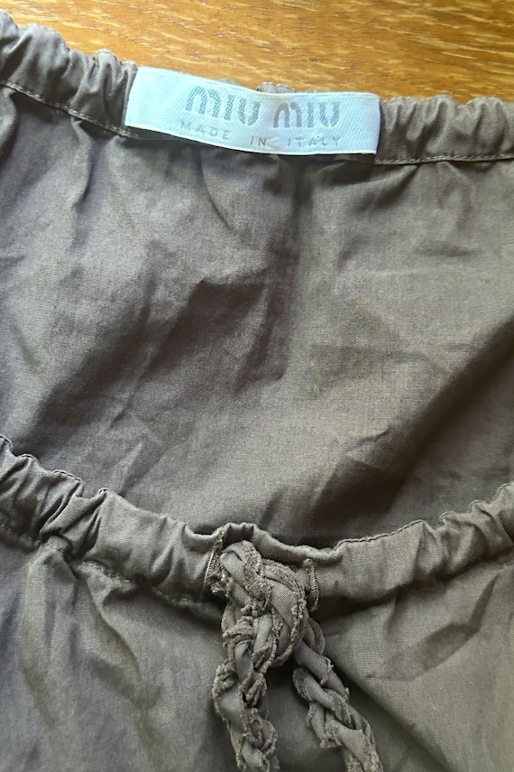 Vintage Miu Miu S/S 1999 Brown Drawstring Tent Crop Top Sz