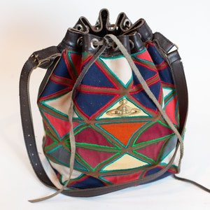 Vintage Vivienne Westwood Multicolor Leather Canvas Orb Bucket Bag ...
