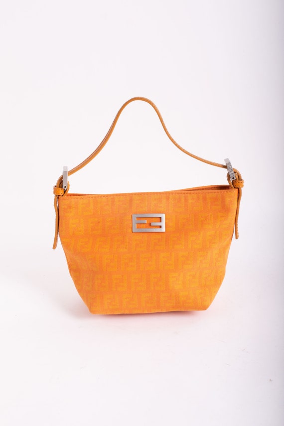 Vintage FENDI Zucchino Orange Mini Pochette With Silver -  Sweden