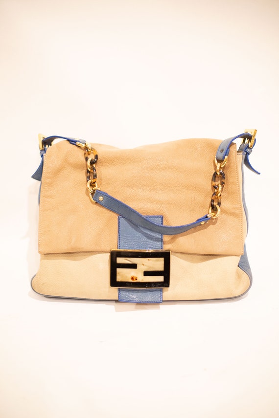 Vintage FENDI Cobalt + Nude Leather Mama Forever … - image 2