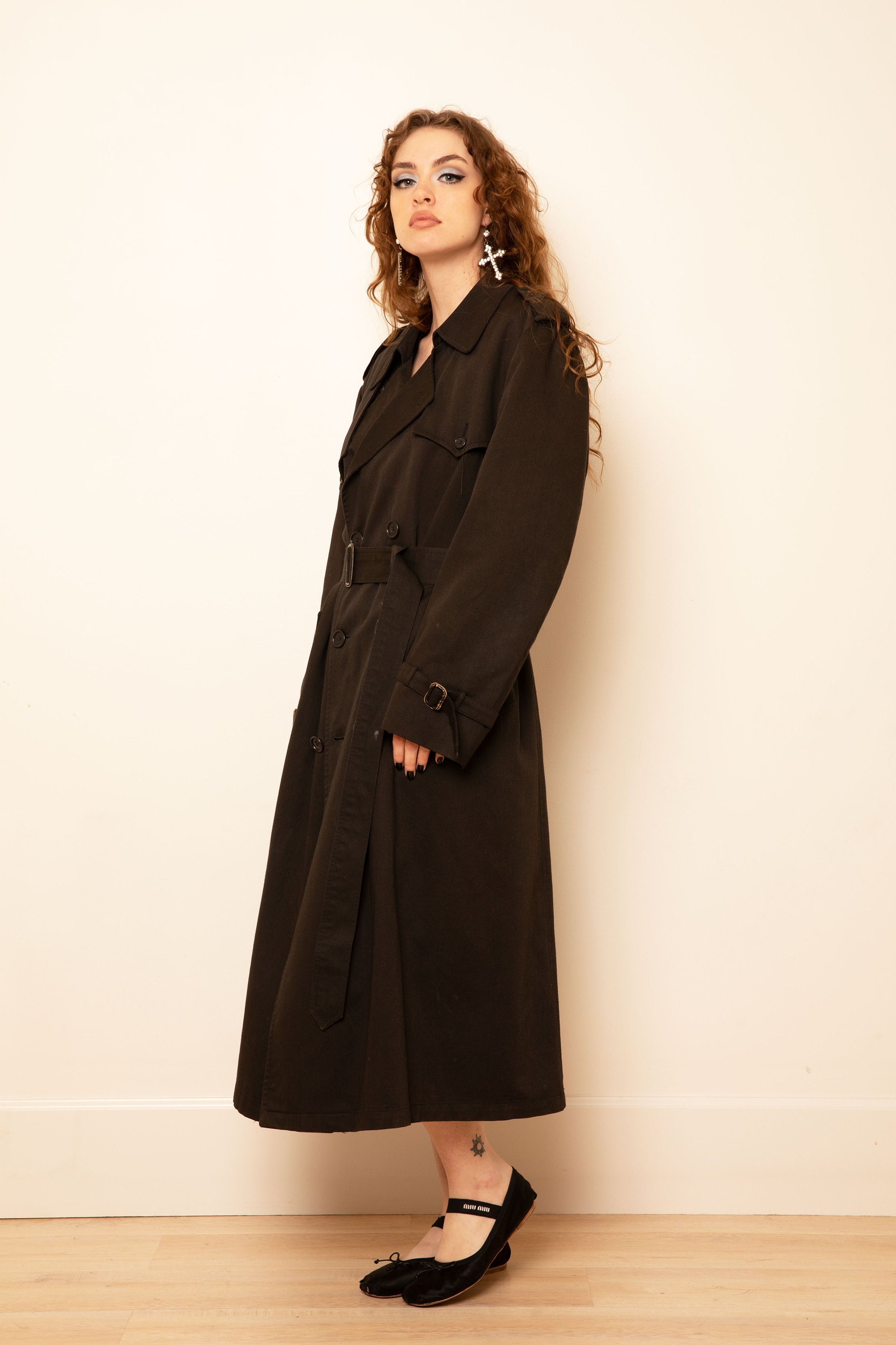 Vintage Christian Dior Trench coat, black 8 regular unisex