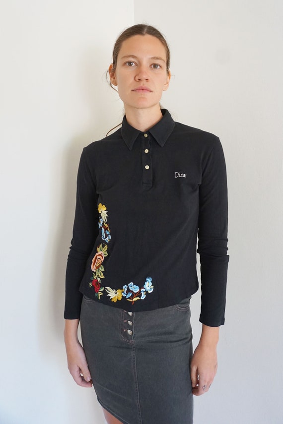Christian Dior Y2K Floral Embroidered Button Front