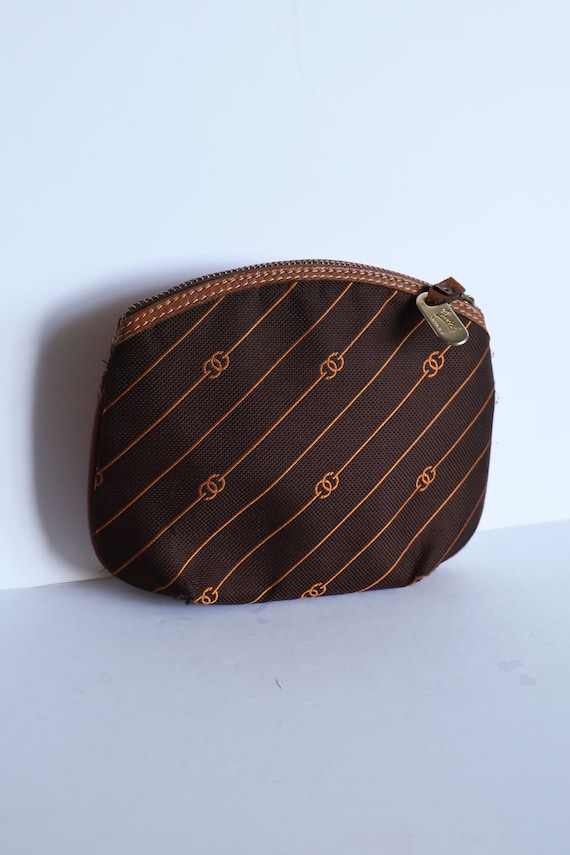 Vintage GUCCI 1970s Brown Monogram GG Pouch with … - image 4
