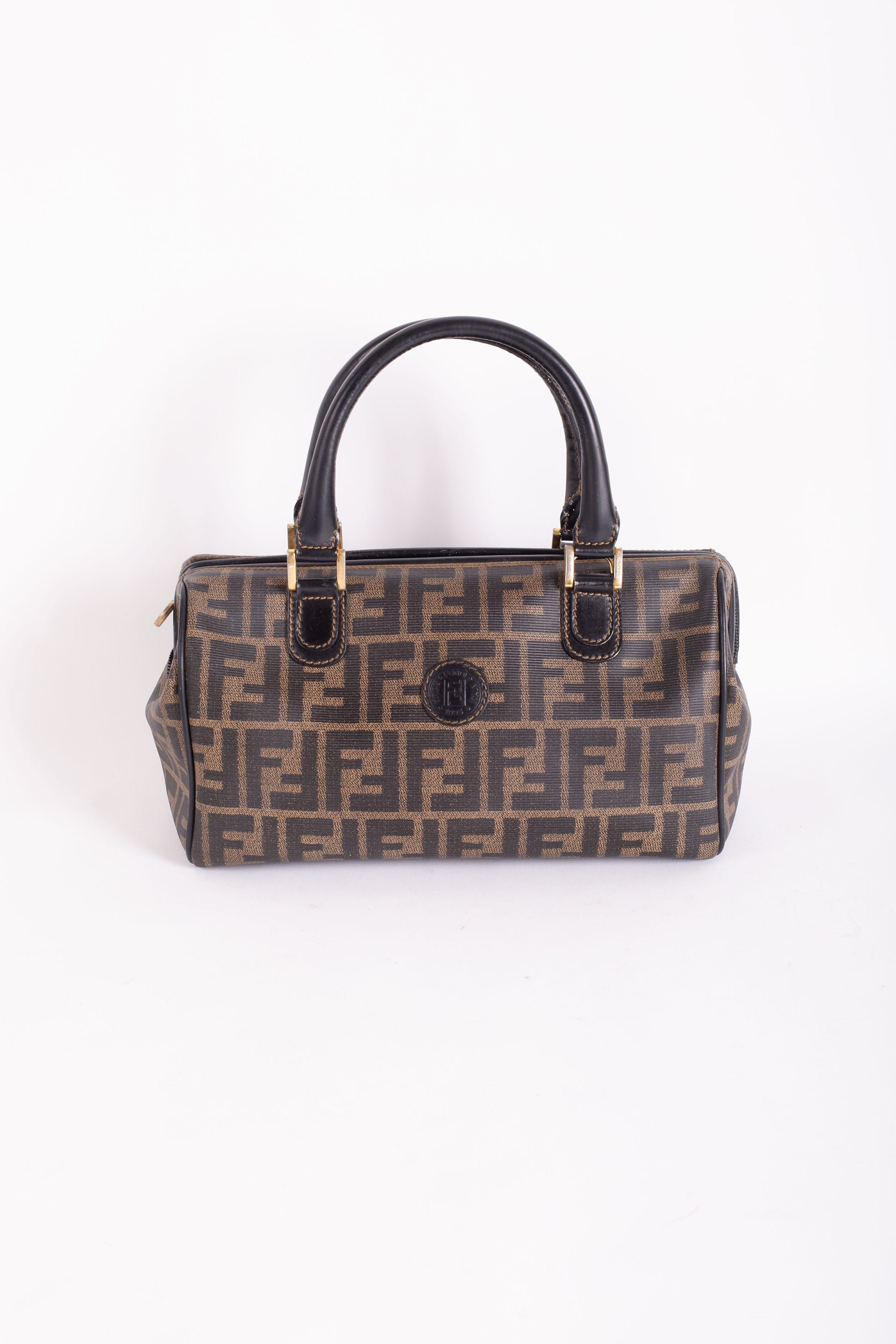 fendi zucca canvas boston bag