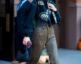 Vintage FENDI 1990s High Waist Leopard Print + Zucca Pants