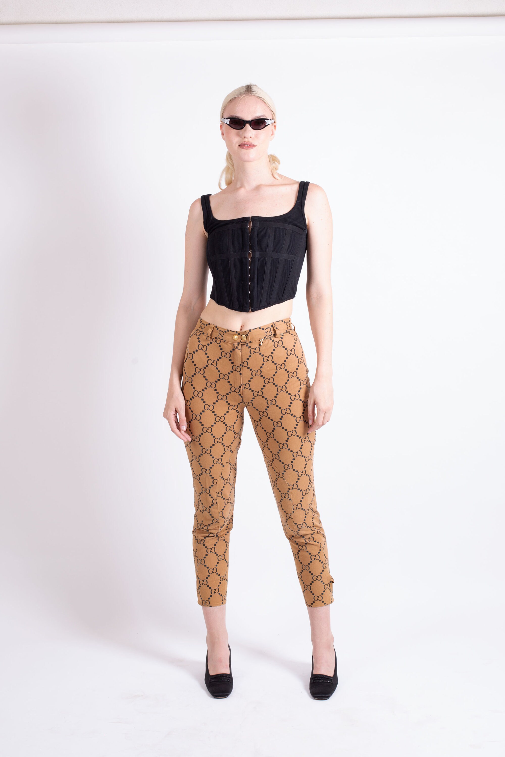 Vintage GUCCI Rare Y2K High Waist Monogram Web Pants GG