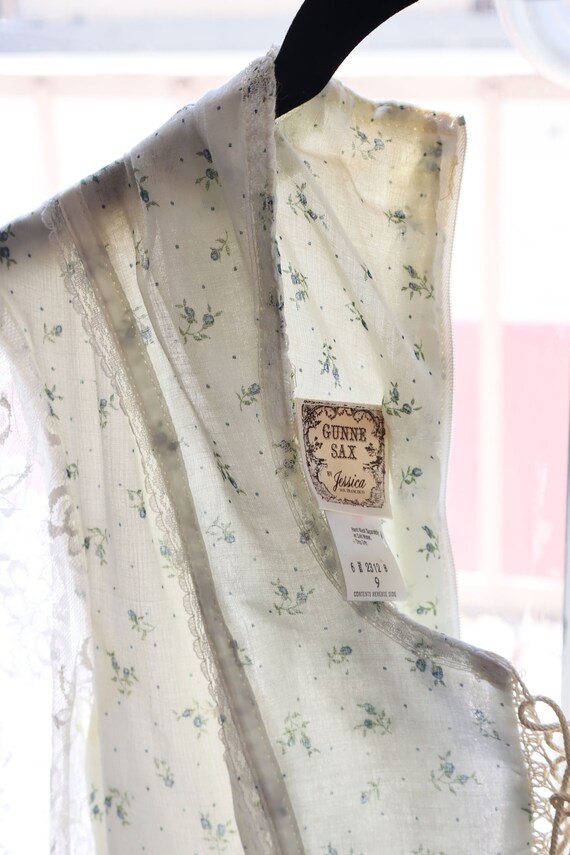 1970s Gunne Sax Ditsy Floral Print Lace Up Corset Dre… - Gem