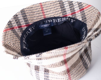 Vintage BURBERRY Haymarket Check Wool Bucket Hat Horse Nova Plaid Y2K Nude  Checkered Y2K Unisex