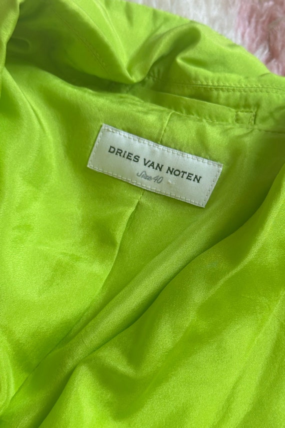 Dries Van Noten Bright Lime Green Pongee Silk + Cotton