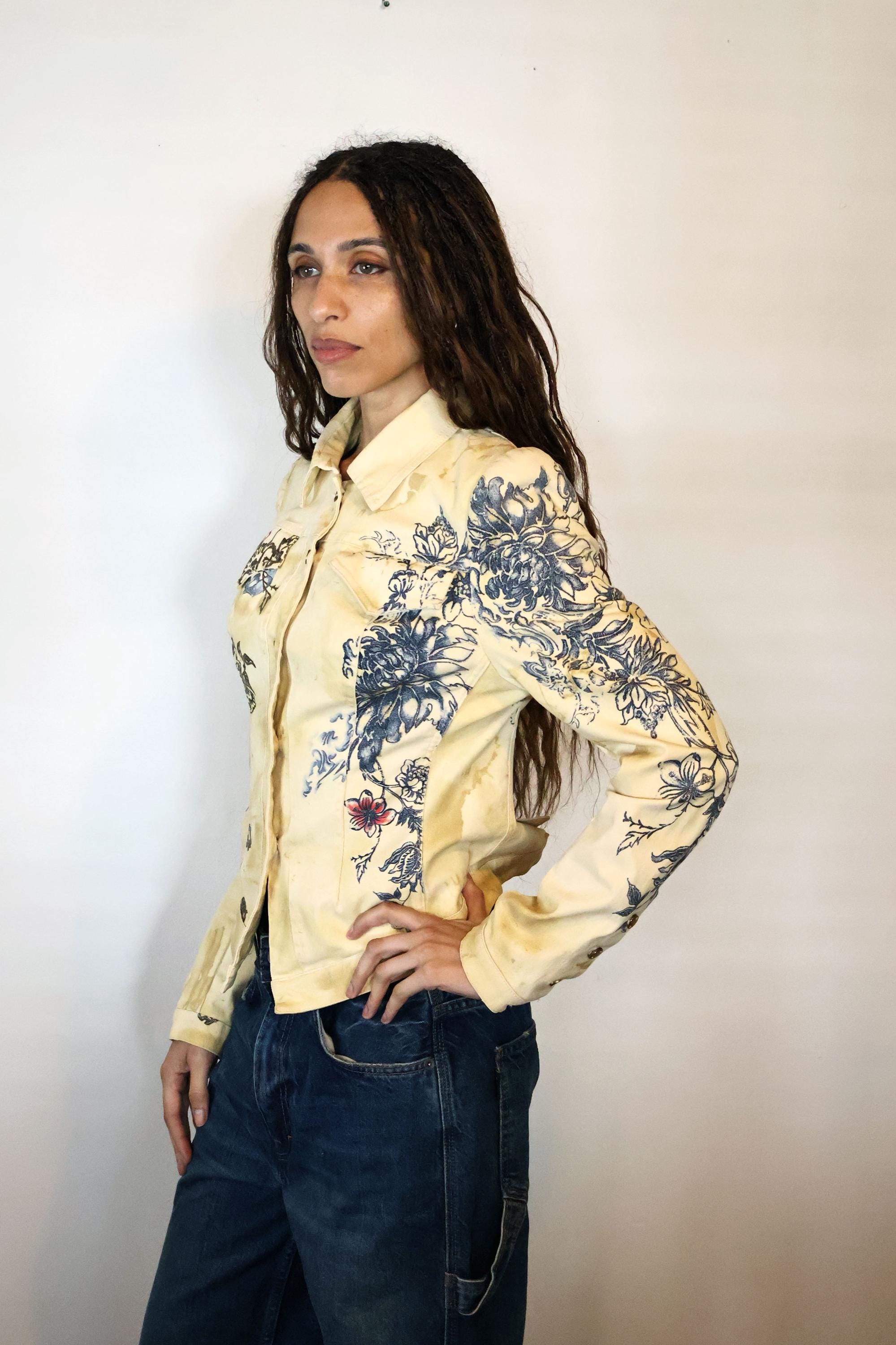 美品✨ロベルトカヴァリ　インディゴ　デニムパンツ　ゴールドラメ　L 美品✨ロベルトカヴァリ インディゴ デニムパンツ ゴールドラメ L