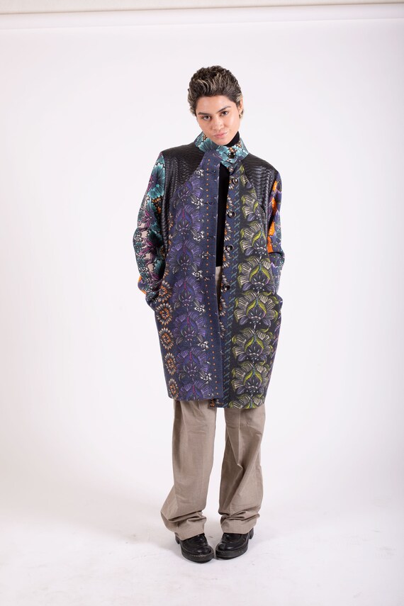 Vintage Custo Barcelona Y2K Abrigo Floral de Estampado Mixto - Etsy