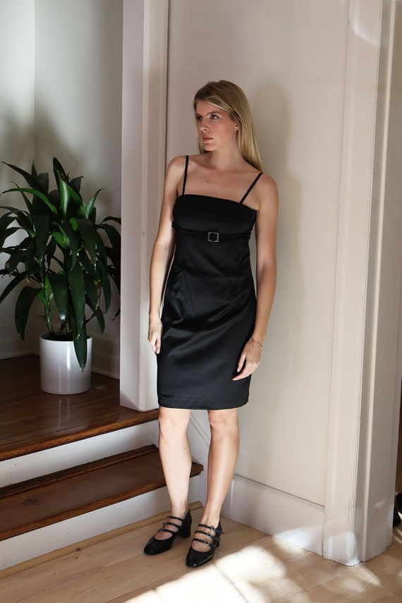 Vintage Gianfranco Ferre Black Boned in Corset Dress With Nylon 