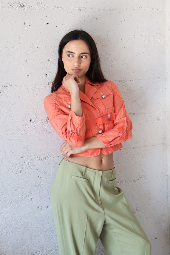 Vintage Jean Paul Gaultier Peach Cropped Multi Po… - image 2