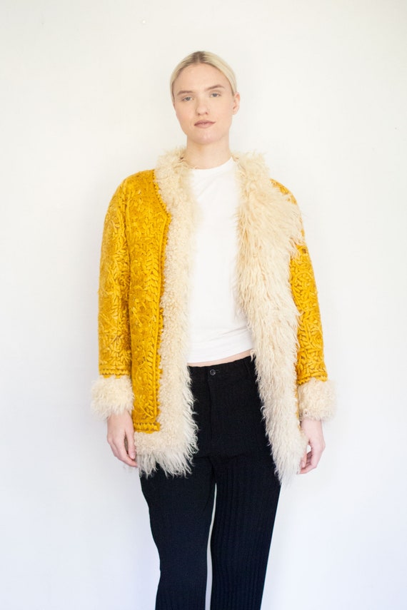 Vintage 1960s Gold Embroidered Afghan Coat: Mongo… - image 10