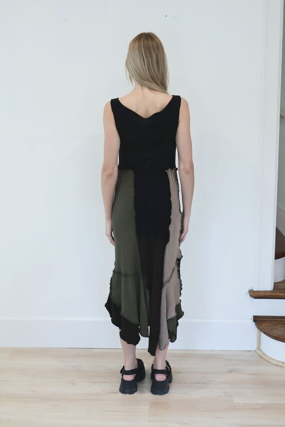 Y2K Handmade Knit Patchwork Asymmetrical Maxi Dre… - image 6