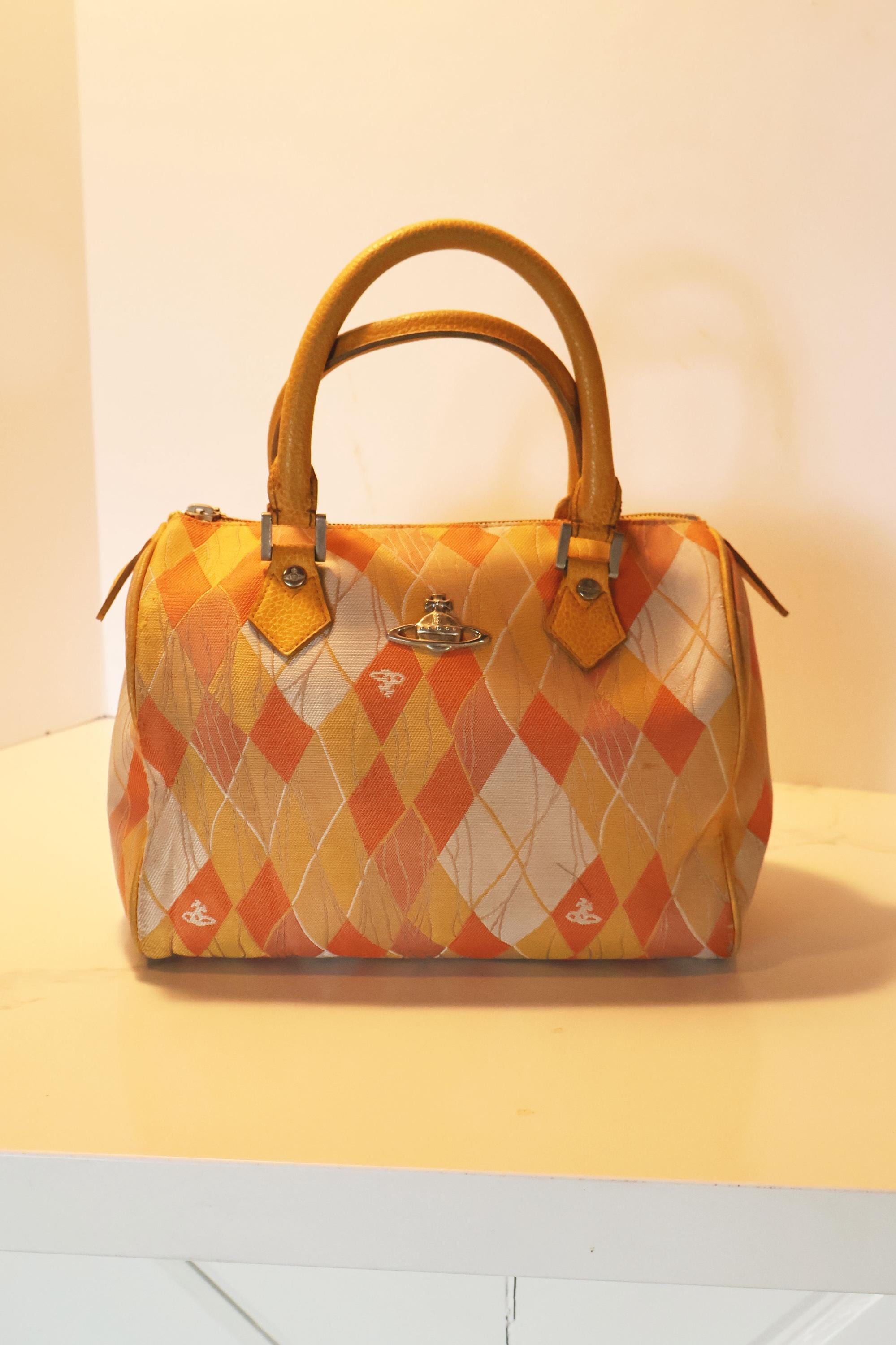 Vivienne Westwood バッグ レザー 革Y2K ビンテージ Vintage Vivienne Westwood Argyle Plaid Boston Bag With Orb in