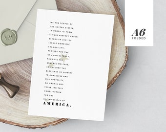 American Constitution • Fourth of July Greeting Card Printable Instant Download • Folded A6 4.5x6.25"